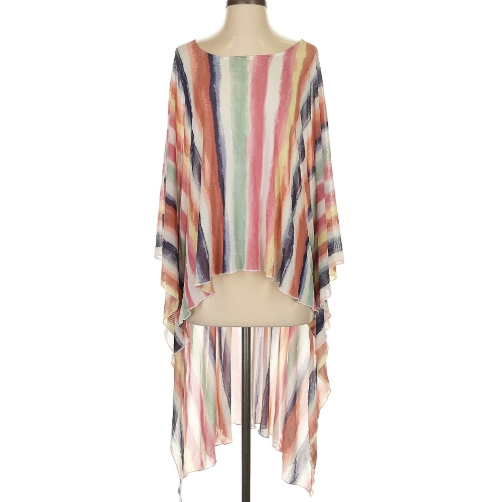 Hi-Low Colorful Stripe Cover-up Poncho S